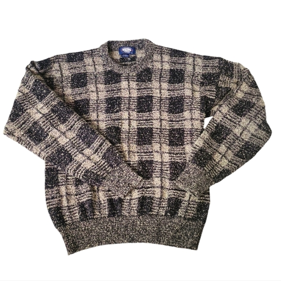 Vintage men's textured checkered pullover sweater - Picture 1 of 7